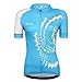 beroy Womens Cycling Jerseys with Short Sleeves,Girls Bike Short Sleeves with Three Pockets(M Blue)