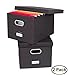 Internet's Best Collapsible File Storage Organizer with Lid - Decorative Linen Filing & Storage Office Box – Hanging Letter/Legal Folder – Home Office Bins Cabinet – Charcoal Container - 2 Pack