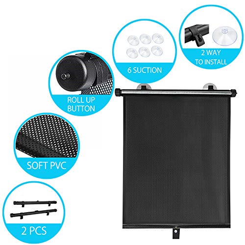 MOTOBA Car Shade for Baby,2 PCS Retractable Roller Car Window Sunshade to Protect Kids Pets Interior Seat from Harmful UV Rays, Keeps Car Cool