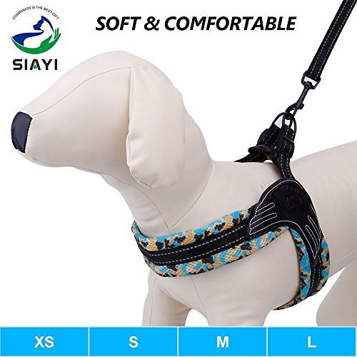 SIAYI Dog Harness & Leash Set, Reflective No-Pull Comfort Padded Walking Harness Vest and Dog Leash with Cushioned Handle, Adjustable & Lightweight for Small Medium & Large Size Dogs (S)