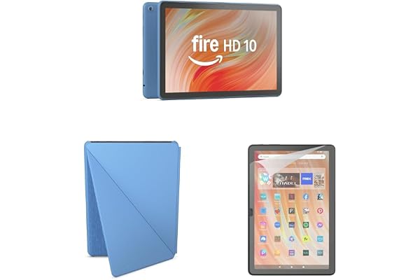 Amazon Fire HD 10 Convenience Bundle with Case and Screen Protector (32GB, Ocean)
