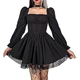 Women Gothic Dress Backless Y2k E-Girl Mall Goth Dresses Long Sleeve