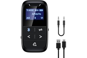 ifofo Bluetooth Transmitter and Receiver for Airplane 2 in 1 Wireless Bluetooth 5.3 Audio Adapter Pair 2 AirPods/Headphones Low Latency Use with 3.5mm Aux Jack on Tv Mp3 Gym Equipment Home Stereo Car