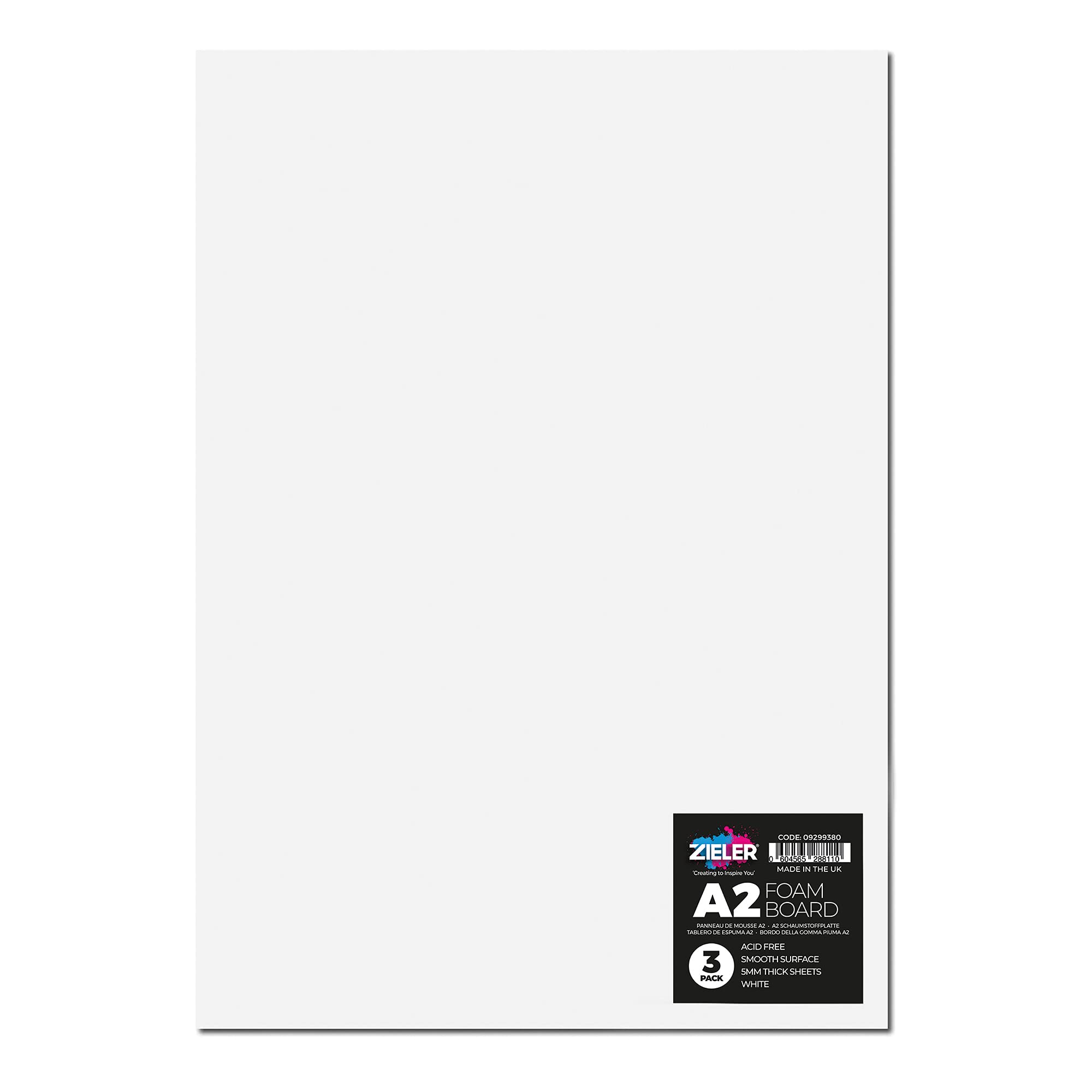 White Foam Board by Zieler® | 5mm Thick | High White (A2 (3 Sheets))