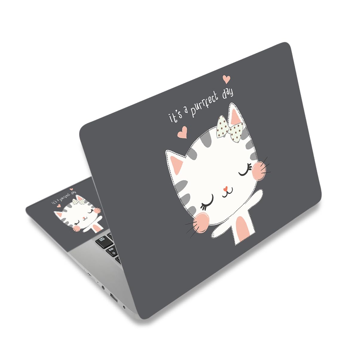 Photo 1 of Laptop Skin Sticker Decal,12" 13" 13.3" 14" 15" 15.4" 15.6 inch Laptop Vinyl Skin Sticker Cover Art Protector Notebook PC (2 Wrist Pad Skins Included), Decorative Waterproof Removable, Cute Cat