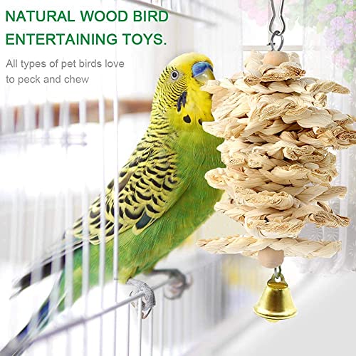 BBjinronjy Bird Parrot Toys Hanging 18 Pieces Bird Cage Accessories Toys Bass Ladder Chew Toy Hammock for Parakeets Love Birds Finches and Other Small Pets