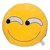 EvZ 32cm Emoji Smiley Emoticon Yellow Round Cushion Stuffed Plush Soft Pillow