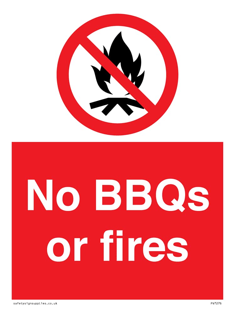 Viking Signs PV7276-A5P-3M No BBQs or fires, 3.0 mm*200.0 mm*150.0 mm