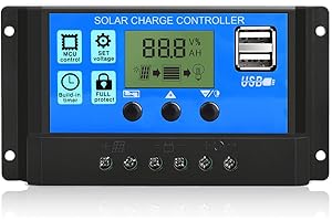 Cxztcl PWM Solar Charge Controller 30A Solar Panel Controller 12V/24V Auto Adjustable LCD Display Solar Panel Battery Regulator with USB Port