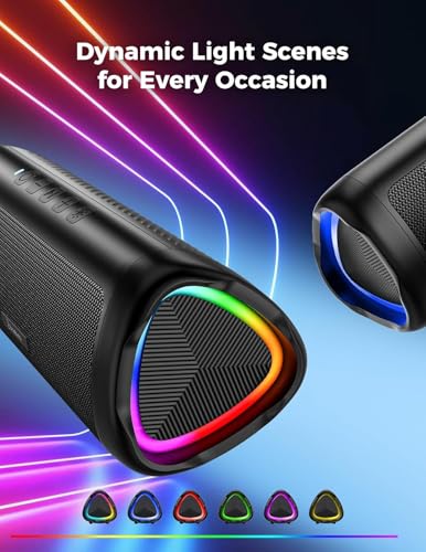 Bluetooth Speaker, 20W HD Sound, Portable Wireless, IPX5 Waterproof, Up to 24H Playtime, TWS Pairing, for Home/Party/Outdoor/Camping/Beach Essentials, Electronic Gadgets, Birthday Gift (Black)