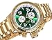 Konigswerk Mens Gold Tone Wrist Watch Metal Band Green Dial Large Face Multifunction Day Date AQ101100G