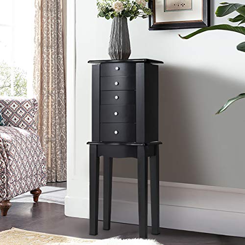 Giantex Jewelry Chest Armoire Standing with Mirror, Wood Large