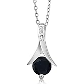 Gem Stone King 925 Sterling Silver Black Onyx and White Lab Grown Diamond Pendant Necklace For Women (0.85 Cttw, Gemstone Birthstone, with 18 Inch Chain)