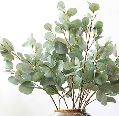 Artificial Round Eucalyptus Branches Green Plants Real Touch Leaves Fake Tree Steams Home Wedding Decoration