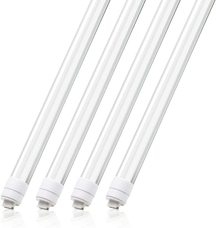 T8 T10 T12 LED Light Tube, 8FT, R17d Rotatable Base, HO, 45W (100W Equivalent), Fluorescent Light Bulbs Replacement, 6000K, 4800 LM, Frosted Cover, Dual-Ended Power, 4-Pack