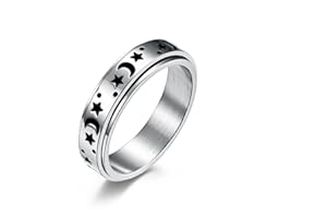 YANZI JEWELRY Stars and Moon Rotatable Titanium Steel Ring Ring Romantic Engagement Marriage Proposal