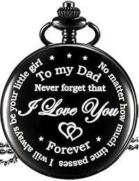 Dad Gift from Daughter to Father Engraved Pocket Watch - No Matter How Much Time Passes, I Will Always Be Your Little Girl (Black)