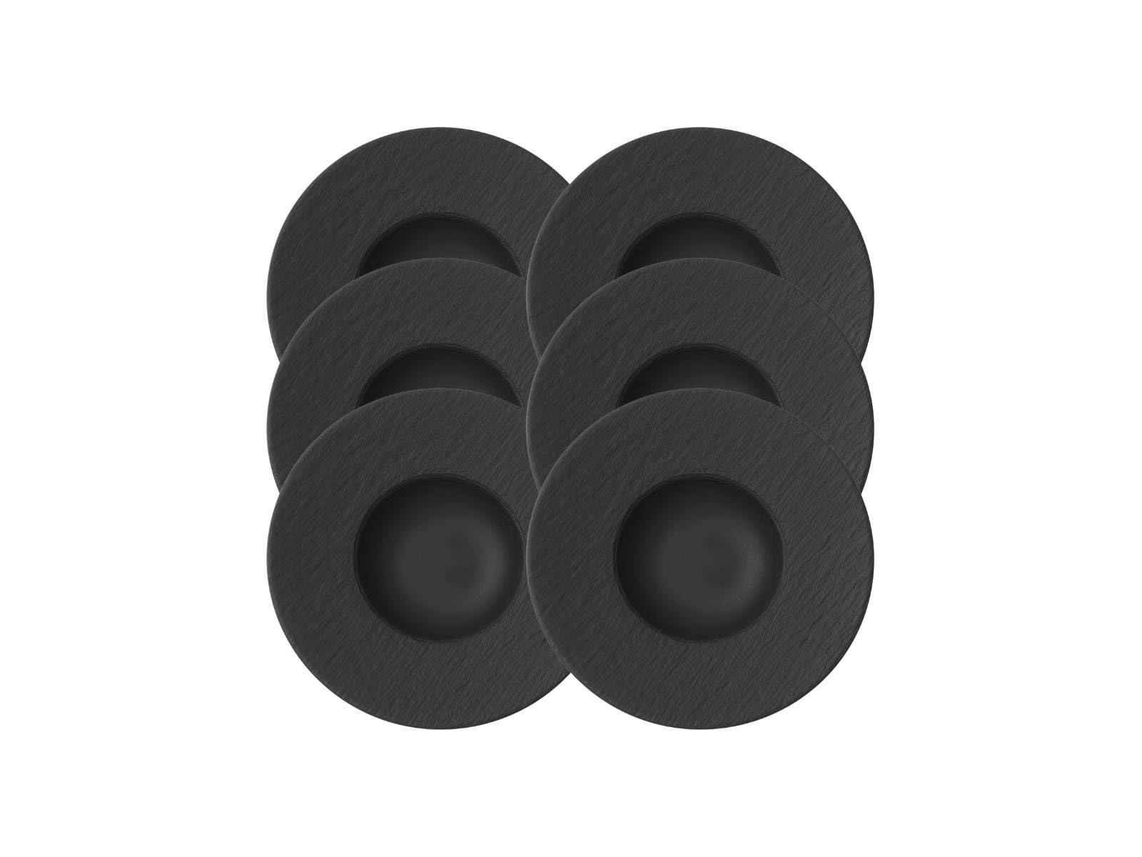 Villeroy & Boch - Manufacture Rock pasta plate, 6 plates, premium porcelain, dishwasher-safe, microwave-safe, black