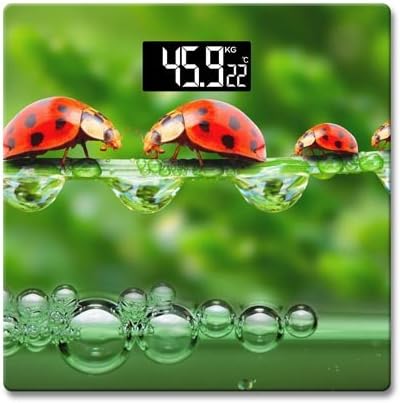 Precision Digital Body Scale Measuring Device Unit-KG Limit-180kg Reinforced Glass With Temperature Display 11x11 inch