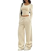 Ltvoo Girls 2 Piece Lounge Sets Long Sleeve Sweatshirts Pullover and Wide Leg Sweatpants Tracksuit Casual Outfits for 13-16Y