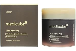 medicube Deep Vita C Facial Pads, Vitamin C Toner Pads for Uneven Skin Tone, 500,000PPM of vitamin water & 3 types of vitamin