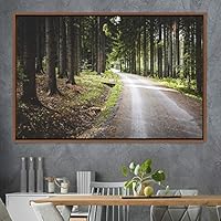 Framed Canvas Wall Art Rustic Woods Brown Dark Dramatic Forest Group Nature Photography Realism - 16x24 inches