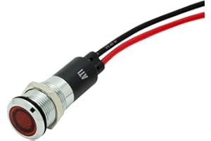 Alpinetech PL12M 12mm 1/2" 12V AC LED Metal Signal Indicator Pilot Dash Light (Red)