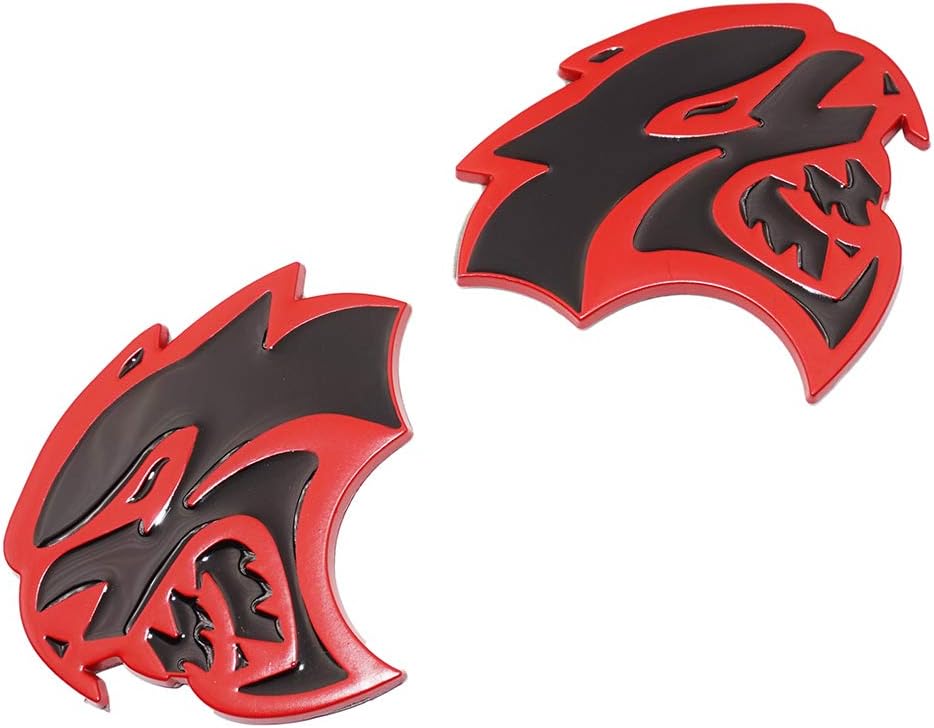 UAUTO 3D Metal Hellcat Set Badge Decal Sticker Emblem for Auto Car Motorcycle (Red Fill Black)