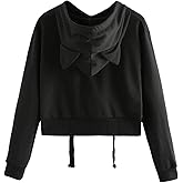 SHENHE Women's Cat Ear Hoodies Long Sleeve Pullover Sweatshirt Cute Crop Top
