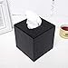 KINGSO Square PU Leather Tissue Box Cover Holder for Home Office Hotel 5.05.05.1 Inch Black
