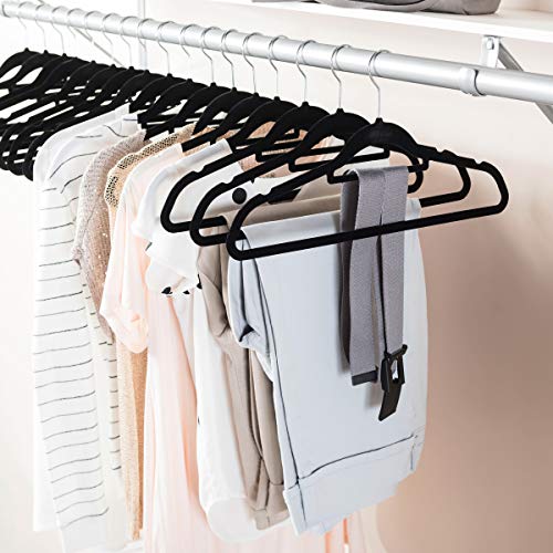 Premium Velvet Hangers with Tie Bar.20 Pack Slim Space Saving Coat
