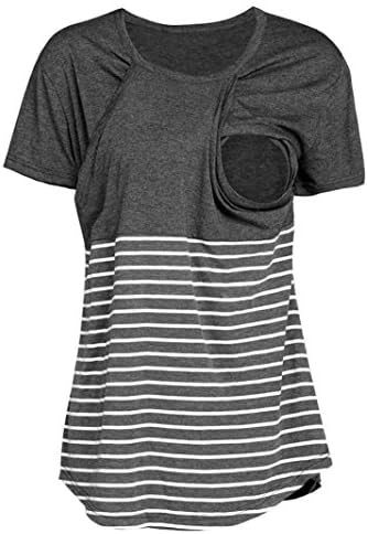 2018 Shirt,Ba Zha 👚 Women Pregnant Maternity Nursing Stripe Breastfeeding Top T-Shirt Blouse T Shirt Short Sleeve Striped Fashion T-Shirt Casual Breastfeeding Tank Tops Summer Tee Women Blouse