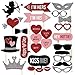 27PCS Valentines Day Birthday Photo Booth Party Props Mustache on Stick Heart Angel