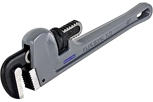 KARRYTON 10 Inch Aluminum Pipe Wrench, 1-5/8"/41mm Adjustable Cr-Mo Jaw Opening Heavy Duty Straight Handle Plumbing Wrenches, Perfect Plumbers Tool Exceed GGG Standard