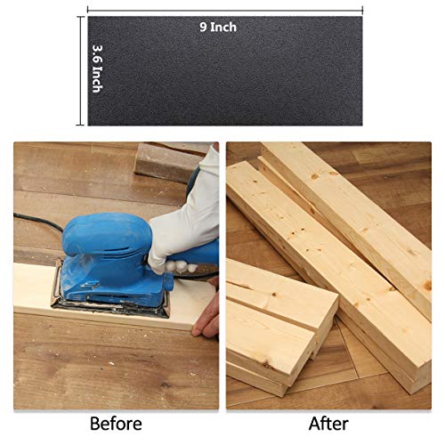 Wet Dry Sandpaper, DRILLPRO 120 to 3000 Assorted Grit Sandpapers for Wood Furniture Finishing, Metal Sanding and Automotive Polishing, 9 x 3.6 Inch, 36-Sheets with Hand Sander