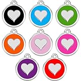 Stainless Steel with Enamel | Dog Tags Pet Tags Cat Tags | Designers Round | Many Shapes to Choose From | by CNATTAGS (LIFE TIME WARRANTY) (Round Heart)