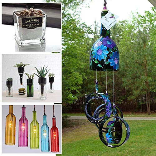 YOSWAN Glass Bottle Cutting Tool Upgrade Version Square and Round Wine Beer Glass Sculptures Cutter for Hand Tool Better Cutting Control Create Glass Flowerpot Making (Stainless Iron Black) - Thumbnail 4