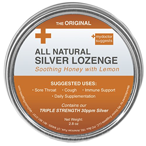 Original All Natural Silver Lozenges - Soothing Honey with Lemon: The Perfect Cough Drop for Cough, Throat & Mouth Health and Immune Support - Contains 30ppm Silver Solution in Each Drop