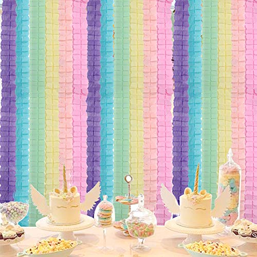 image for RUBFAC 6pcs Unicorn Four-Leaf Clover Paper Garland Streamers Tissue Ha