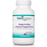 NutriCology Multi-Vi-Min Without Copper and Iron, 150 Capsules | Iron-Free Multivitamin and Mineral With Active B Vitamins and High Absorption Formula, Hypoallergenic, 150 Servings