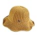 Crytech Women Plain Chenille Thermal Woolen Knitted Crochet Foldable Bucket Sun Hat Cute Flower Shaped Winter Warm Outdoor Fisherman Beanie Visor with Wide Brim for Teens Girls (Yellow)thumb 1