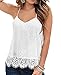 FAROOT Womens Spaghetti Strap Lace Crochet Racerback White Tank Top, Medium