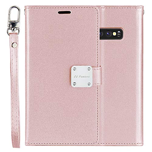 Samsung Galaxy S10e [El Lumiere Prime Wallet Case] Multi-Card Slot Wallet Case [Drop Protection] Premium Leather [Kickstand Feature] (P-Rosegold)