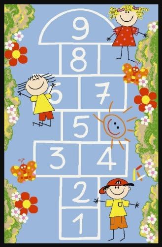 Kids Collection- Playground Design, Fun Patterns Area Rug for Children's Rooms BLUE 3'3"X4'7" BLUE Style- 8