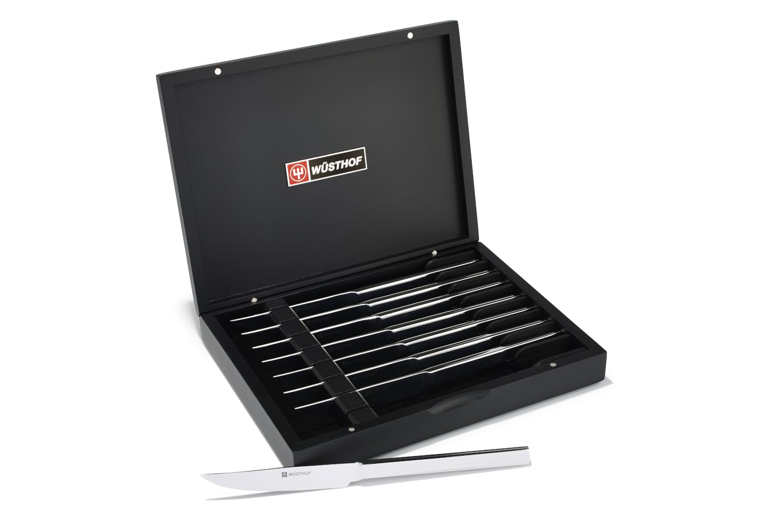 WÜSTHOF Stainless Steel 8-Piece Steak Knife Set with Black Presentation Chest Image