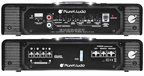 Planet Audio AC1200.2 2 Channel Car Amplifier - 1200 High Output, High/Low Level Inputs, High/Low Pass Crossover, Hook Up to Subwoofer for Bass