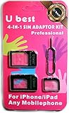 4 in 1 Sim Card Converter Adapter Kit Nano to Micro/Standard For Apple iPhone 5 4S 4G (BLACK) + Sim Tray Opener