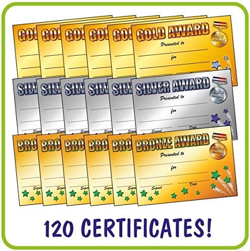 20 Holographic Sparkly Gold '1st Place' Award Certificates - A5 Size, High Quality Card, For School & Sports