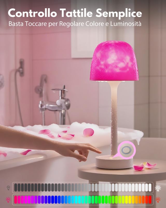 Waterproof Shower Lamp, Wireless Rechargeable Desk Lamp, Entspannen 16 Colors LED Mood Projector, Remote Control, Touch Control, Bathroom, Toilet, Office Lighting
