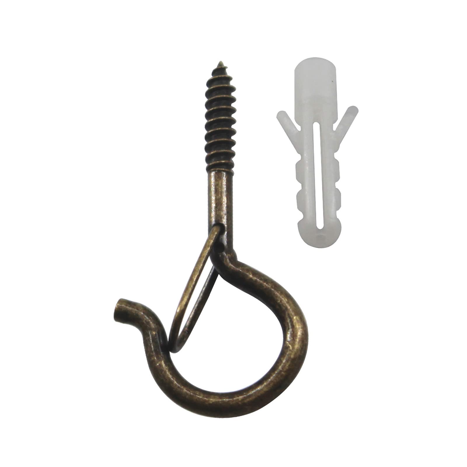 Zerniple Q Shaped Hanger Hooks Bronze Screw Hooks with Safety Buckle for Hanging Lights Flower Pots (20 Pieces)